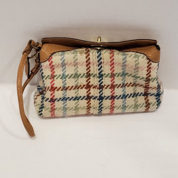 Coach Bags Coach Plaid Woven Yarn Wool Pursewristletwalletbritish